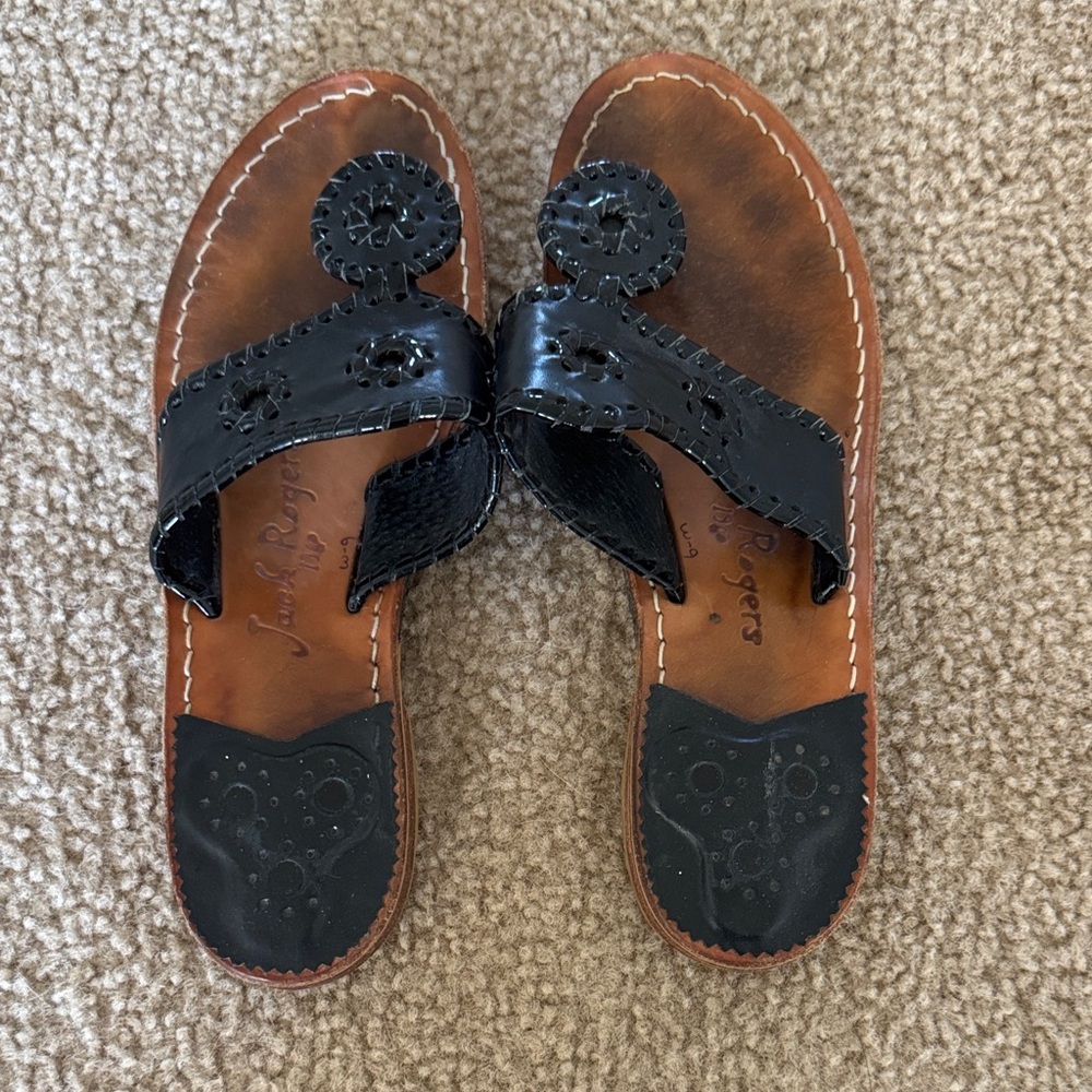 Jack Rogers Black and Tan Kids Sandals
